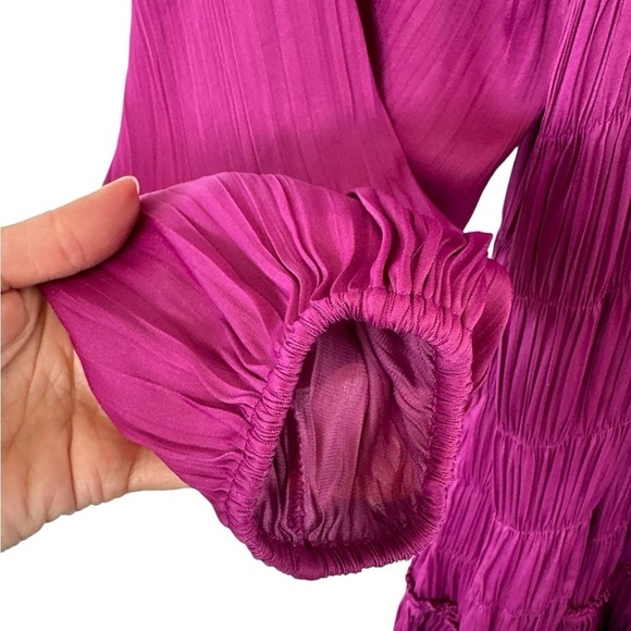 Anthropologie Maeve Tasha Satin Smocked Ruffle Dress - Picture 7 of 13